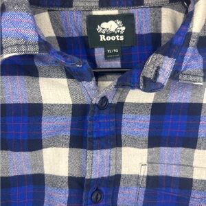 Roots Men's Blue and Gray Checkered Shirt